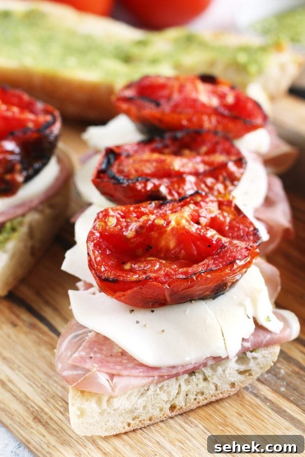 Grilled Italian Tomato Grinder Sandwich Recipe 4 Grilled Tomato Italian Grinder Sandwich
