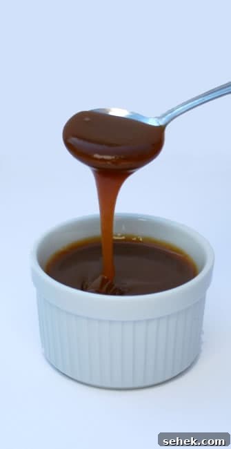 Quick 10-Minute Buttermilk Caramel Sauce Recipe 2 buttermilk-caramel-sauce-spoon-pouring-01