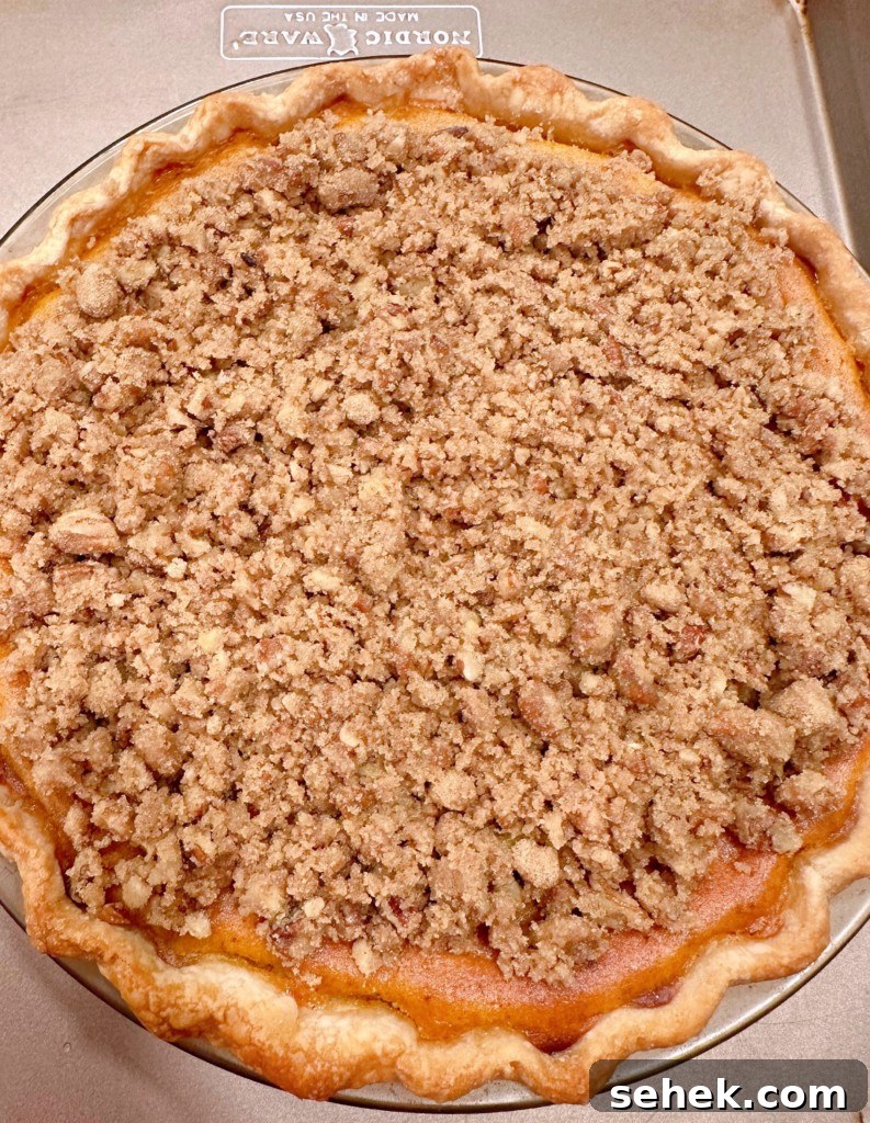 Sweet Potato Pecan Pie: Classic Holiday Dessert Recipe 11 Sweet Potato pie covered with pecan crumbm mixture.