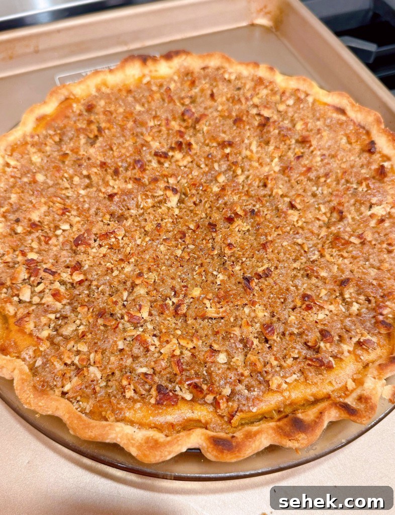 Sweet Potato Pecan Pie: Classic Holiday Dessert Recipe 12 Baked crumb topping.
