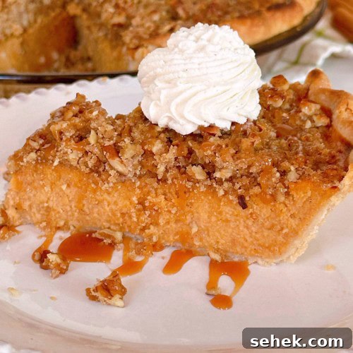 Sweet Potato Pecan Pie: Classic Holiday Dessert Recipe 15 Sweet Potato Pecan Pie slice.