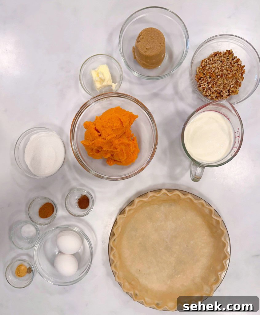 Sweet Potato Pecan Pie: Classic Holiday Dessert Recipe 4 Ingredients for Sweet Potato Pecan Pie.