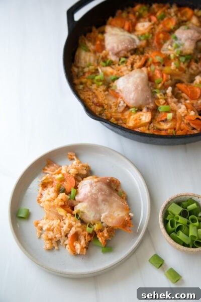 5-Ingredient Gluten-Free Kimchi Chicken Casserole 14 kimchi chicken casserole on a plate