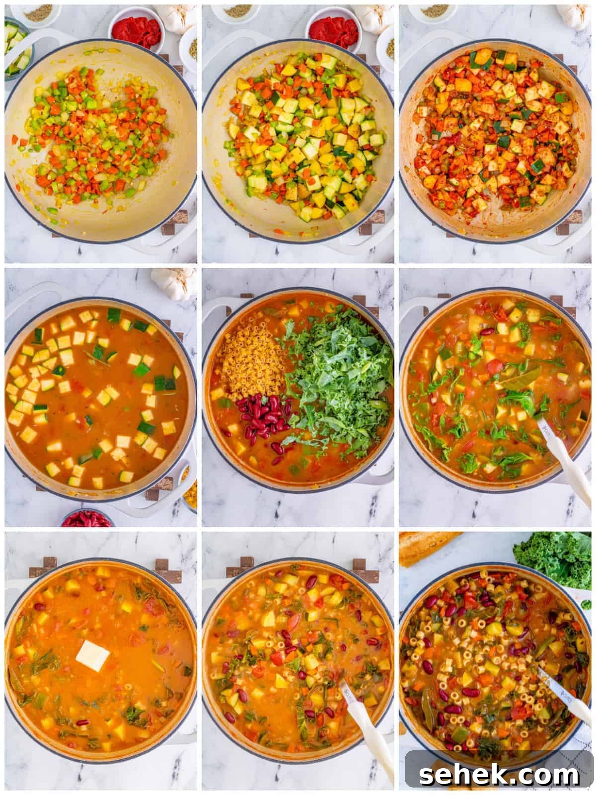 Classic Italian Minestrone Soup Recipe for Homemade Comfort 5 Step by step photo on how to make Minestrone Soup Recipe.