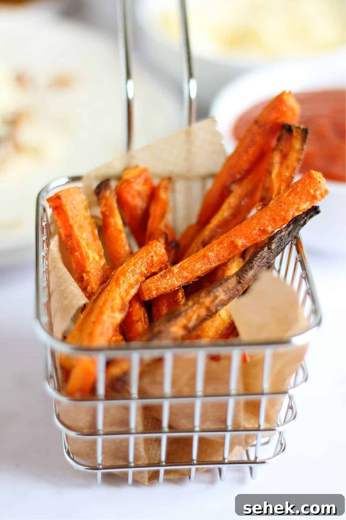 A portion of baked carrot fries