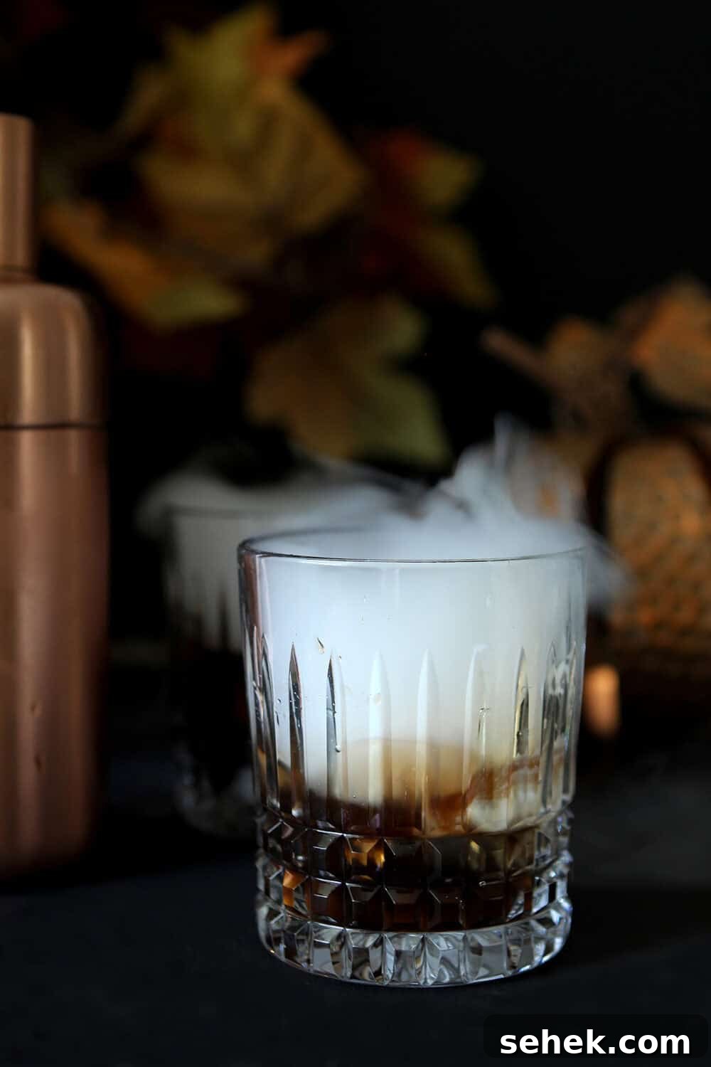 Kahlua Vodka Ice Cream Cocktail Recipe for Dessert Drinks 2 Black Vodka & Kahlua Cocktail with Vanilla Ice Cream in a crystal low ball glass.