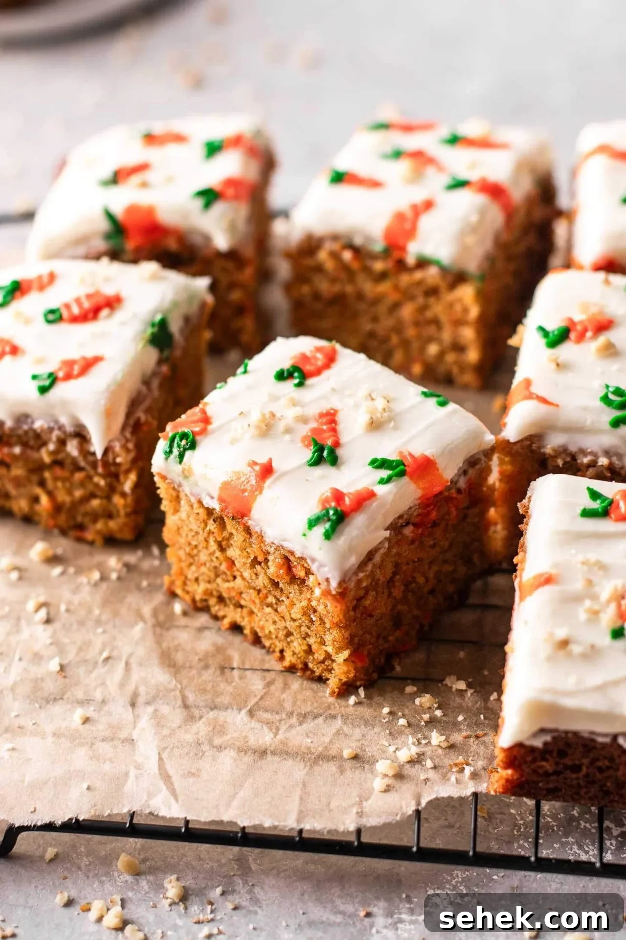 Mini Carrot Cake Recipe for Moist Mini Layer Cakes 3 sliced mini carrot cake on parchment lined wire rack (9)