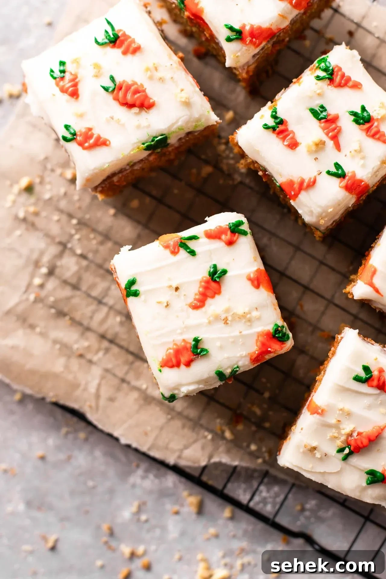 Mini Carrot Cake Recipe for Moist Mini Layer Cakes 7 sliced mini carrot cake on parchment lined wire rack