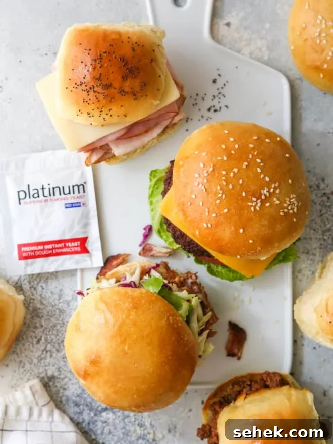 Homemade Buns for Sandwiches, Sliders & Burgers 10 sandwiches, sliders and burgers on different buns with Red Star Yeast envelope