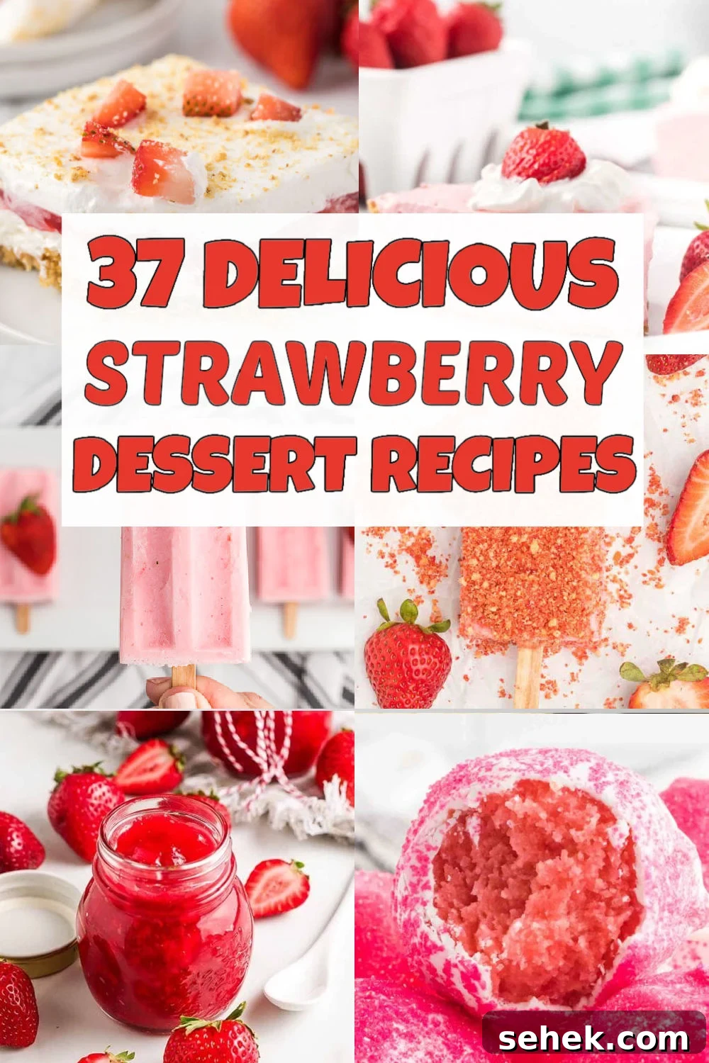 37 Irresistible Strawberry Desserts to Try This Season 2 Easy Strawberry Desserts are perfect to enjoy all year long. From no bake desserts to quick treats, try 37 strawberry dessert recipes. Sweet strawberries taste amazing and make a great dessert. Everyone loves strawberry flavor and we have lots of tasty dessert options. #dessertonadime #strawberrydesserts #easystrawberrytreats
