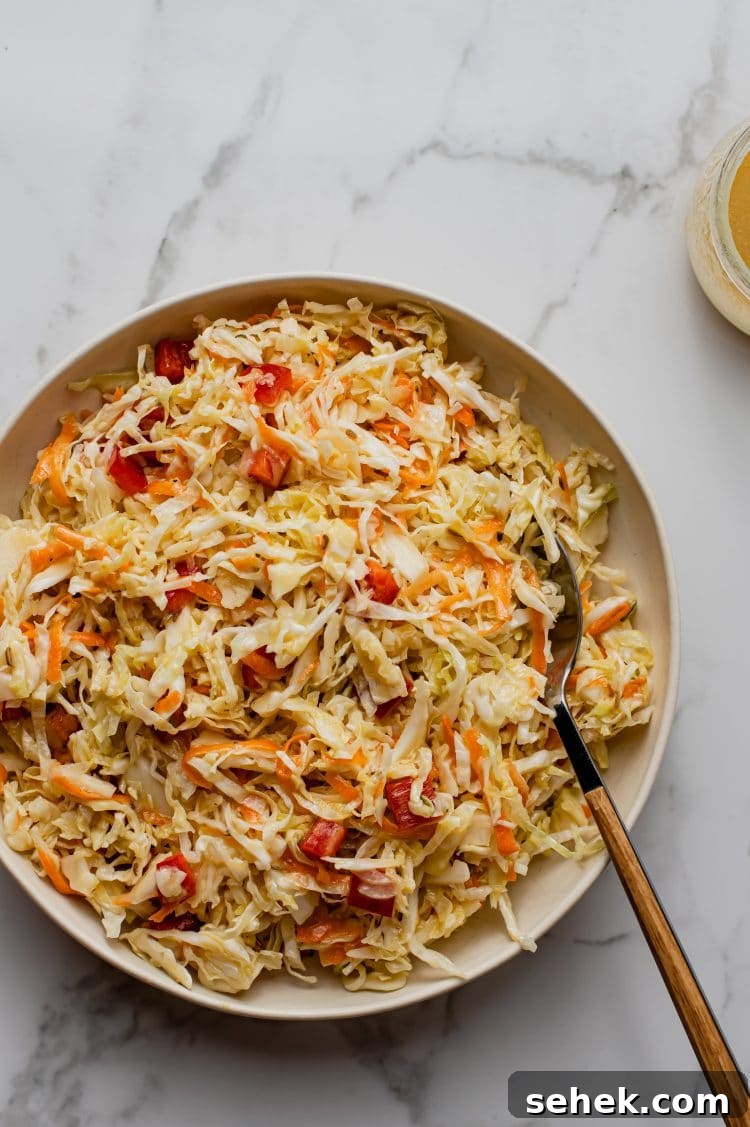 Tangy Sweet Coleslaw Recipe for Crisp, Creamy Side Dish 3 This delicious Summer side dish will be a hit at your next backyard barbecue!