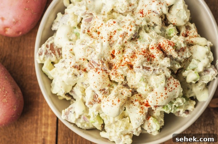 Tangy Sweet Coleslaw Recipe for Crisp, Creamy Side Dish 7 You'd never know that this satisfying and creamy potato salad is good for you (and plant-based, too!)
