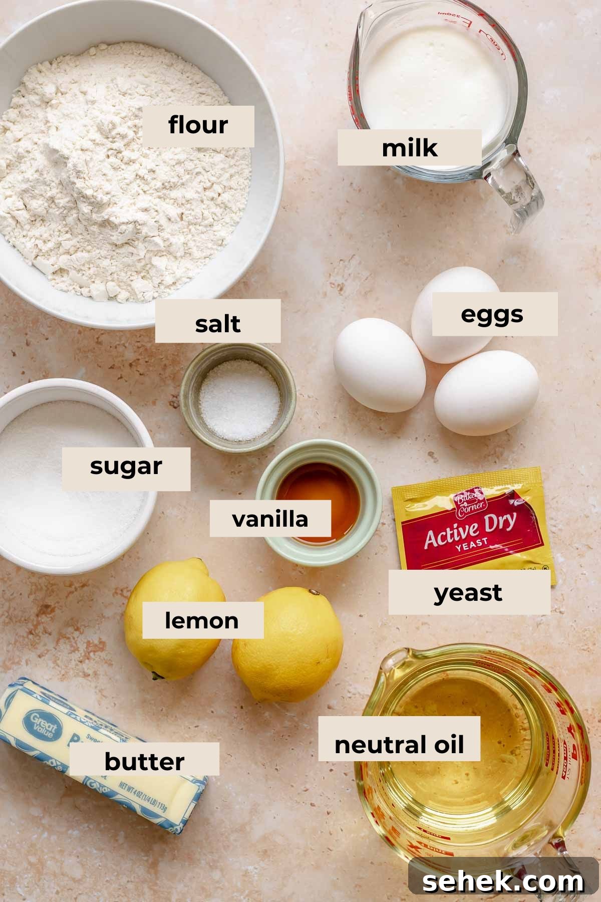 Lemon Meringue-Filled Donuts: Zesty Citrus Cream Puff 4 Lemon filled donut ingredients.