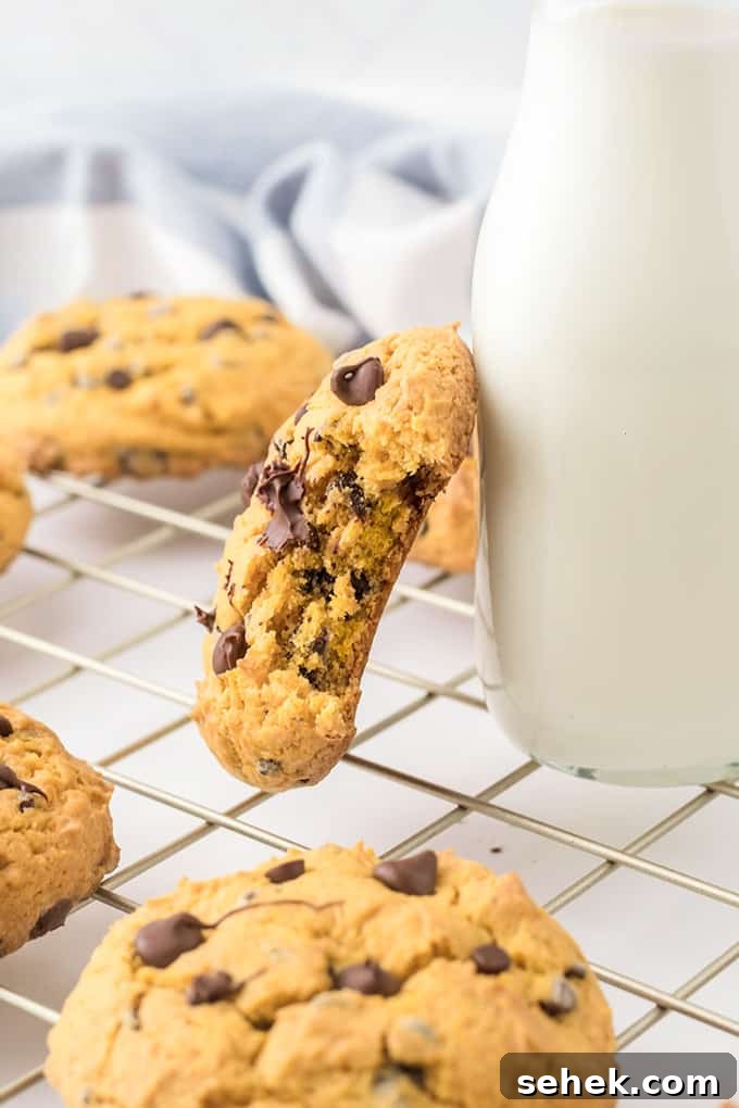Sideways cookie leaning against a bottle of milk.