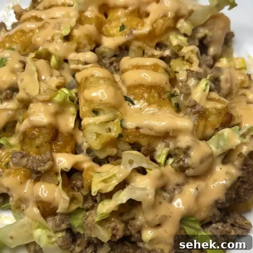 Big Mac Tater Tot Casserole Recipe: Cheeseburger Tater Bake 16 img 4275 15
