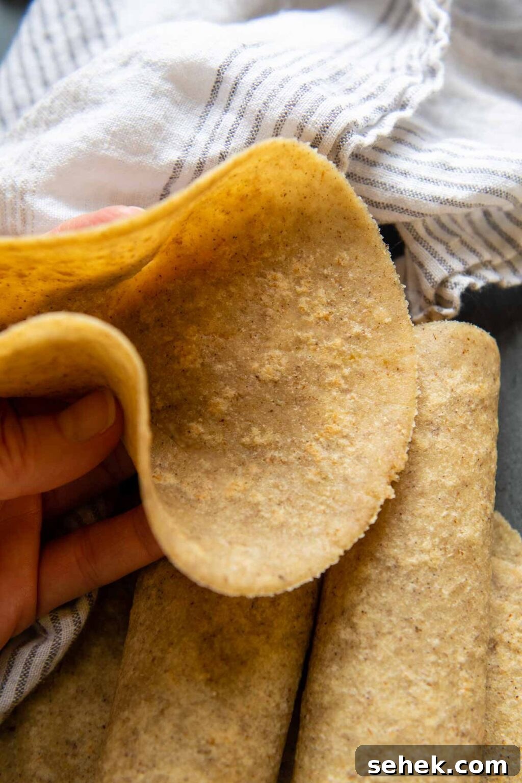 Weeknight Gluten-Free Tacos That Transform Dinner 9 an almond flour tortilla being held up to show how flexible it is.