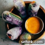 Rainbow Spring Rolls with Spicy Sesame Dipping Sauce 4 Rainbow Spring Rolls | Well and Full | #vegan #recipe