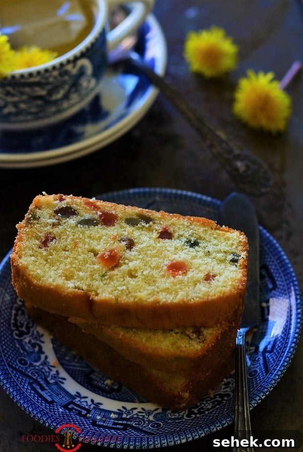 Tutti Frutti Cake sliced & served with tea