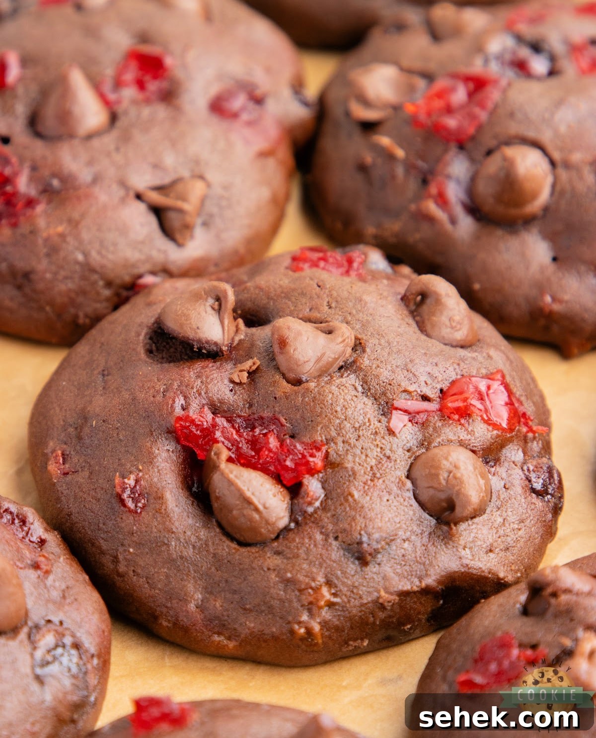 Double Chocolate Banana Split Cookies Recipe for Chocolate Lovers 2 Double Chocolate Banana Split Cookies are made completely from scratch with bananas, chocolate chips, and maraschino cherries. These chewy chocolate cookies taste just like a banana split - especially if you add a scoop of vanilla ice cream!