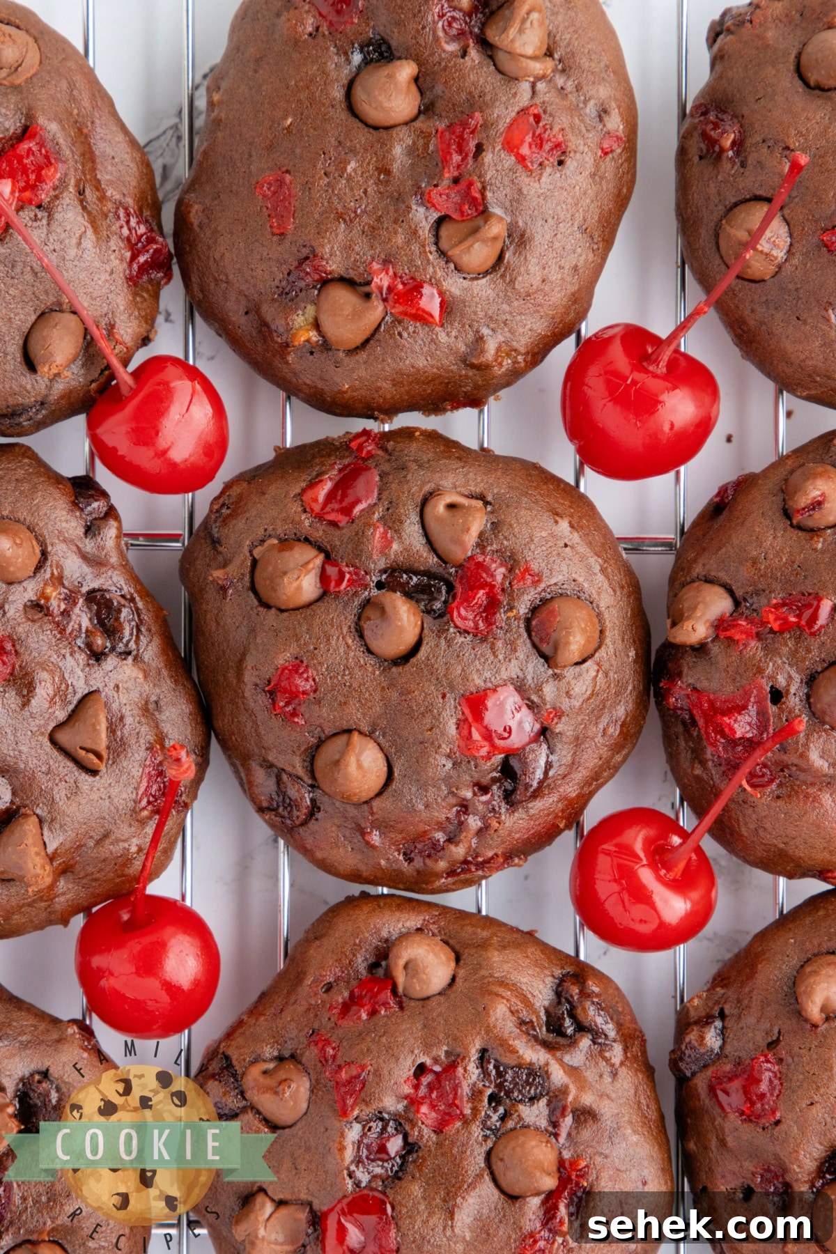 Double Chocolate Banana Split Cookies Recipe for Chocolate Lovers 13 Double Chocolate Banana Split Cookies are made completely from scratch with bananas, chocolate chips, and maraschino cherries. These chewy chocolate cookies taste just like a banana split - especially if you add a scoop of vanilla ice cream!