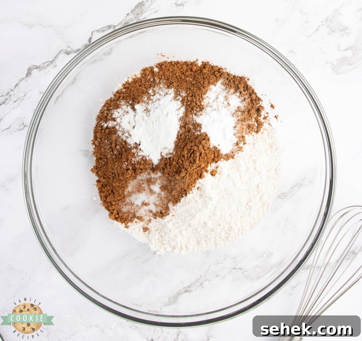 Double Chocolate Banana Split Cookies Recipe for Chocolate Lovers 6 Dry ingredients for chocolate cookies.