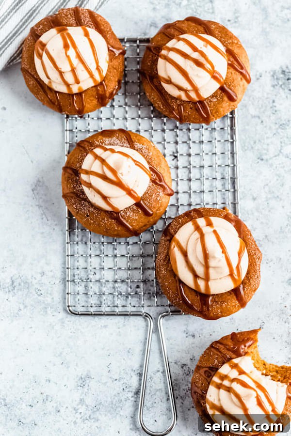 Pumpkin donuts with salted caramel cream cheese frosting pumpkin donuts topped with salted caramel cream cheese frosting and salted caramel sauce drizzle on a safety grater