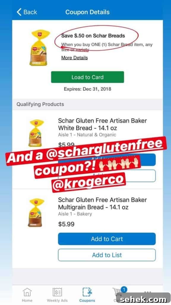 10 Budget-Friendly Gluten-Free Tips to Save Money 3 Digital coupon deal in Kroger app.