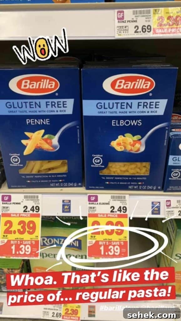 10 Budget-Friendly Gluten-Free Tips to Save Money 5 Barilla gluten free pasta on store shelf, on sale for 1.39 each!