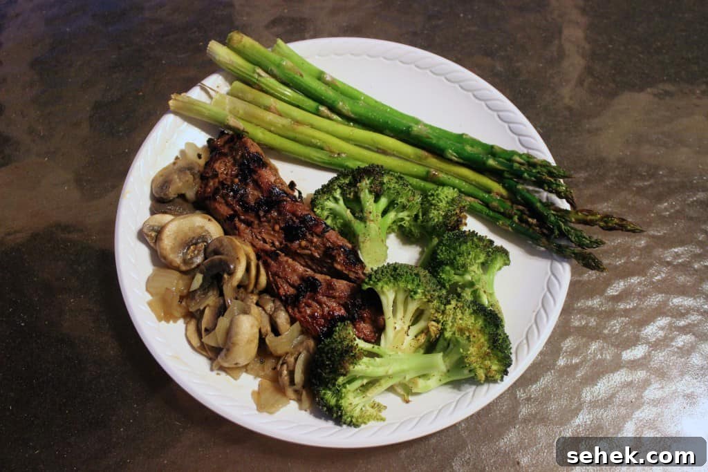 School's Out: Scream and Shout Summer Kickoff Party 2 steak roasted veggies brocoli asparagus mushrooms