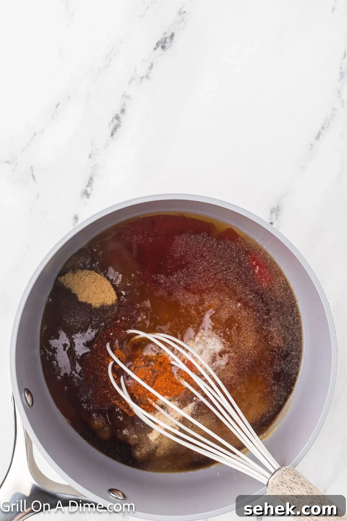 Peach BBQ Sauce Recipe for Grilling and Glazing 4 Combining the sauce ingredients in a large saucepan with a whisk