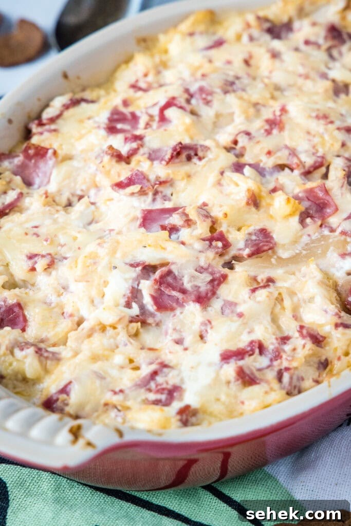Creamy Reuben Dip Recipe with Corned Beef and Sauerkraut 5 dish with reuben dip