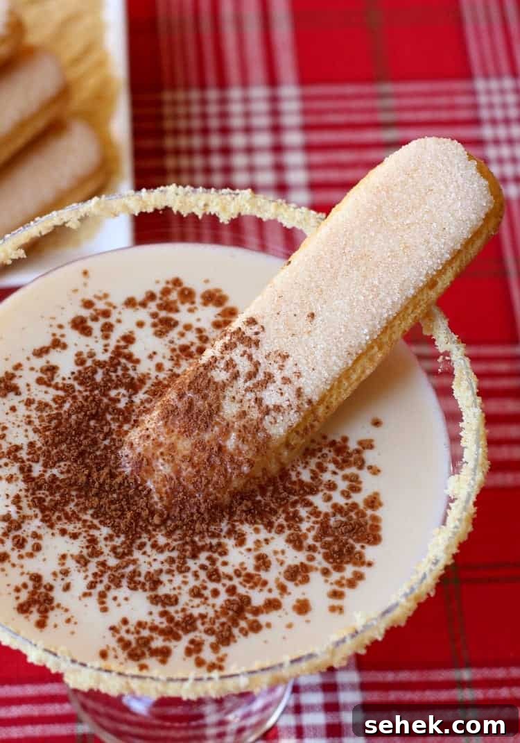 A creamy, sweet dessert cocktail that's perfect for the holidays! Make this Tiramisu Martini instead of dessert, or serve it with dessert! tiramisu-martini-top