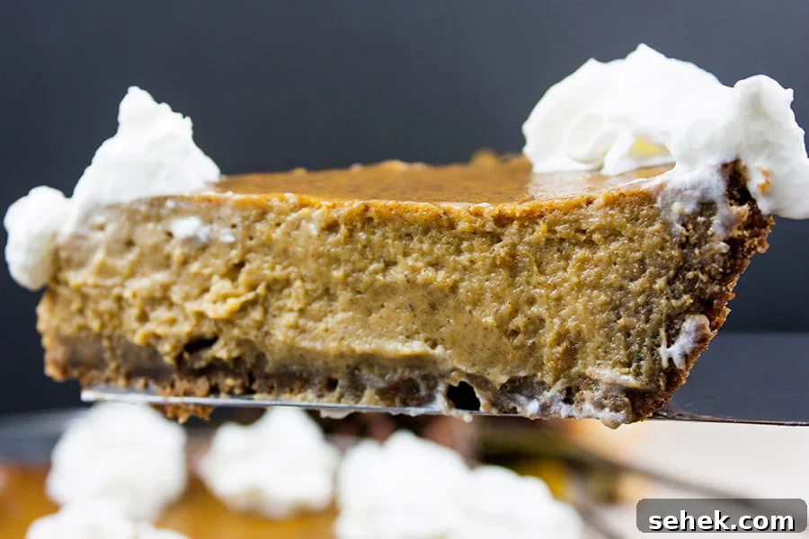 Irresistible Apple Butter Pie Recipe for Fall Baking 13 Pumpkin pie with a gingersnap crust being served.