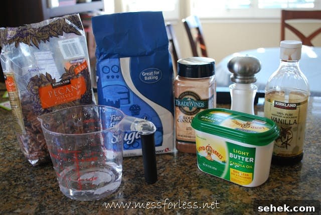 Sweet Cinnamon Candied Pecans for Snacking & Gifts 3 candied pecans ingredients