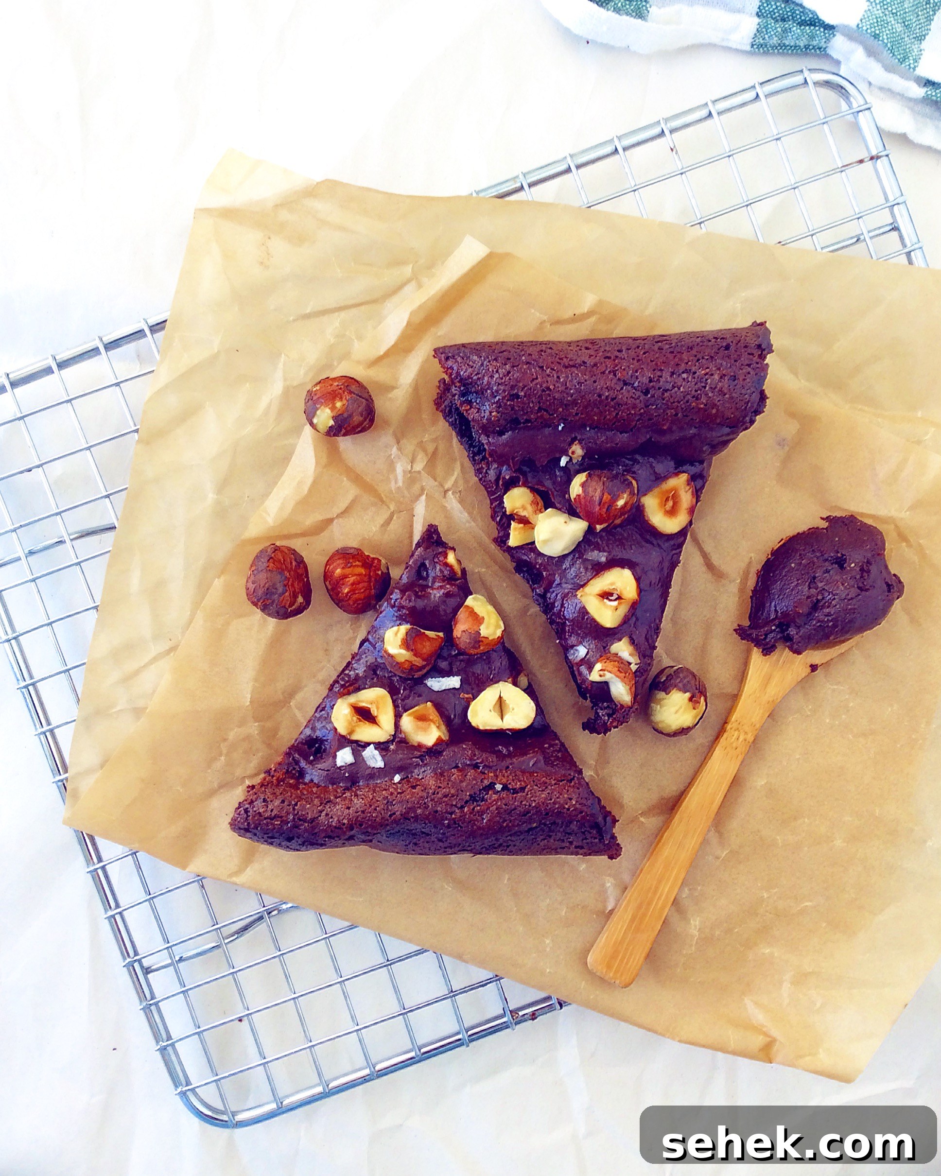 Flourless Hazelnut Brownies with Hemp Honey Ganache 2 Flourless Hazelnut Brownies with Hemp-Infused Honey Ganache