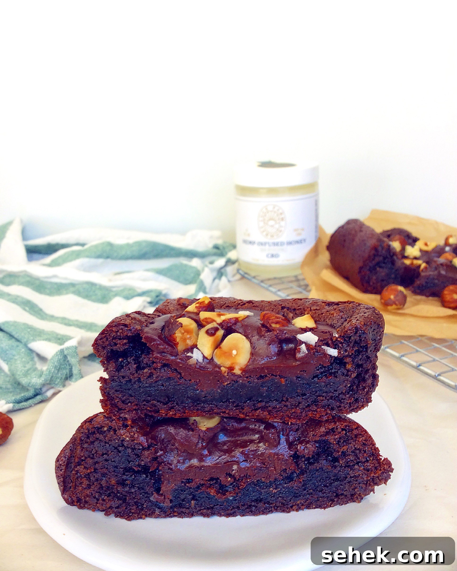 Flourless Hazelnut Brownies with Hemp Honey Ganache 6 Flourless Hazelnut Brownies with Hemp-Infused Honey Ganache