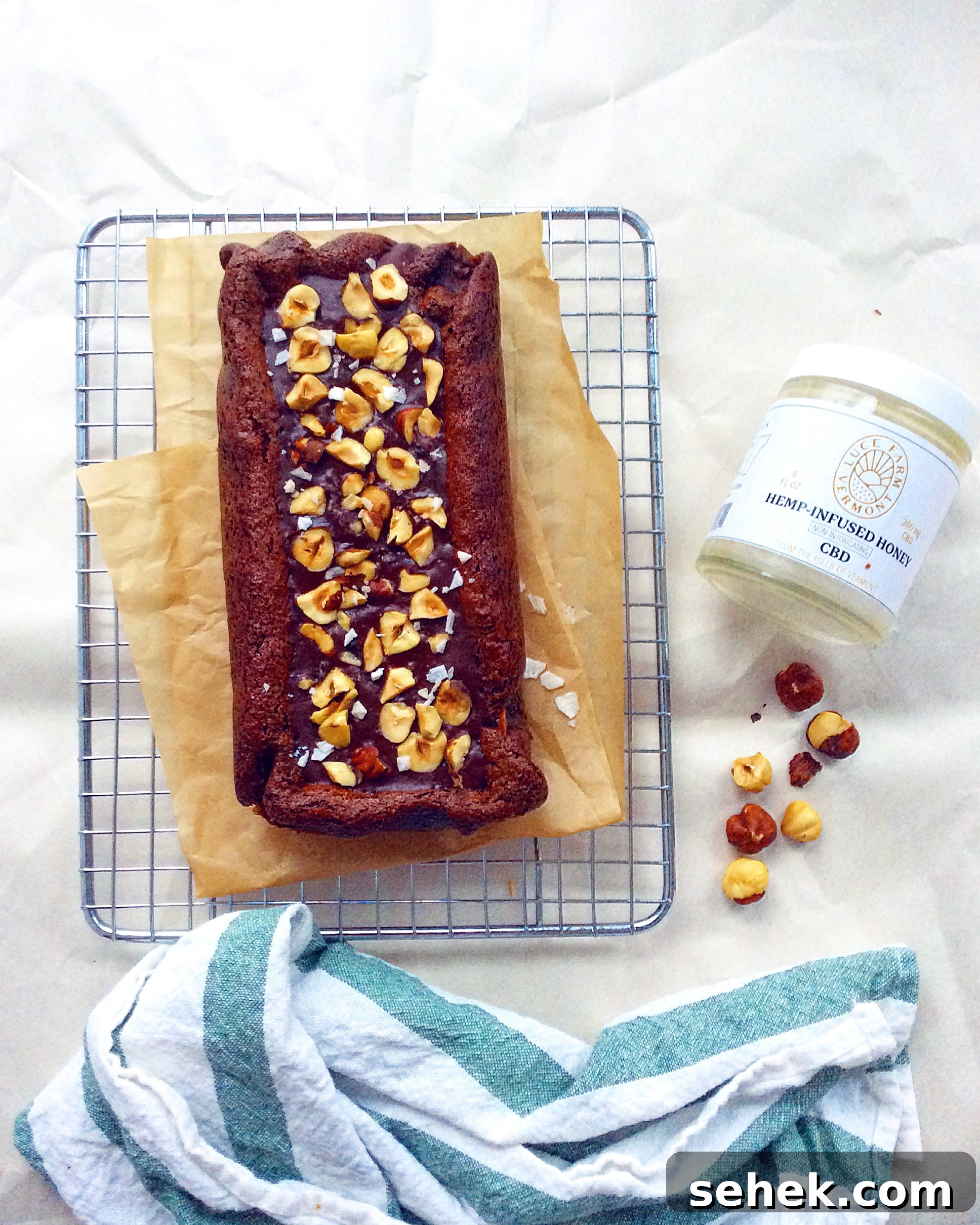Flourless Hazelnut Brownies with Hemp Honey Ganache 8 Flourless Hazelnut Brownies with Hemp-Infused Honey Ganache