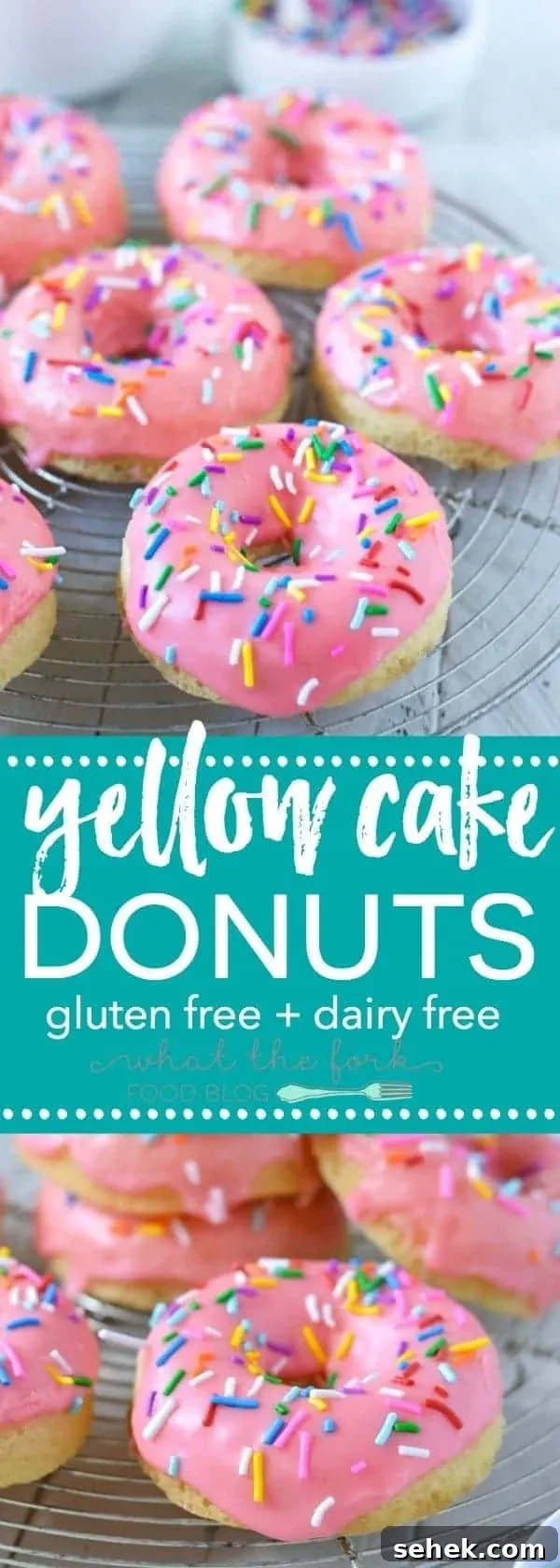 Gluten-Free Yellow Cake Donuts Recipe — Soft Baked Donuts 13 Gluten Free Yellow Cake Donuts (and dairy free) from @whattheforkblog | whattheforkfoodblog.com | Sponsored by New England Coffee