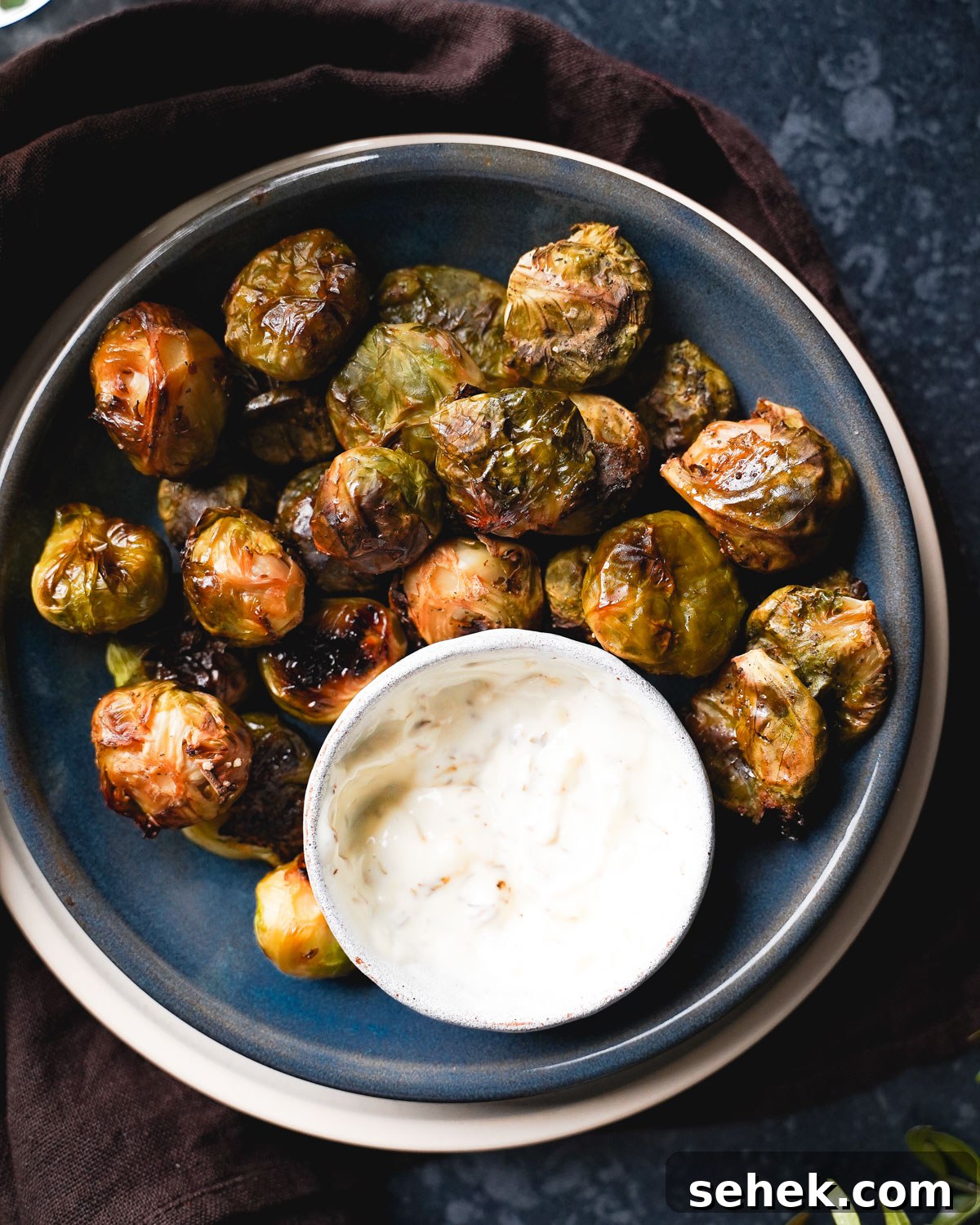 21 High-Protein Snack Ideas for Kids on Sports Teams 21 brussels sprouts with bowl of dipping sauce