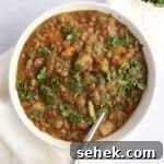 Lentil soup in a bowl