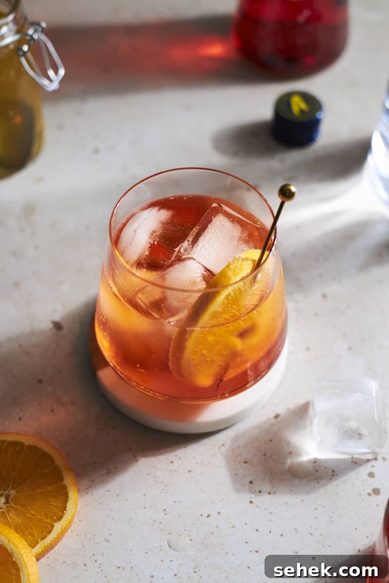Aperol Soda Cocktail Recipe: Refreshing Italian Spritz Alternative 8 An overhead view of an Aperol Soda in a cocktail glass.