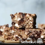 Brownie Krispie Treats stacked on top of each other