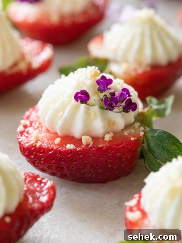 Easy deviled strawberries with whipped cheesecake.