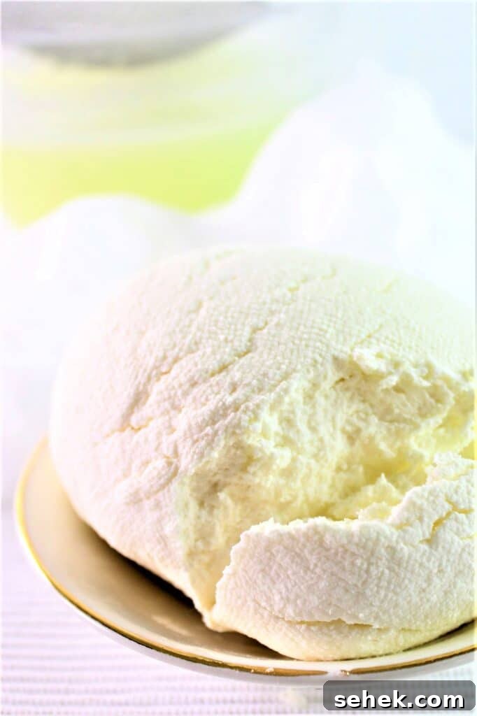 How to Make Creamy Homemade Ricotta Cheese in 30 Minutes 5 firmer ricotta cheese in small gold rimmed bowl