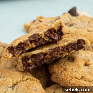 How to Make DoubleTree Signature Cookies in an Air Fryer 5 Close up photo of chocolate chip cookies with melting chocolate dripping out of cookie.