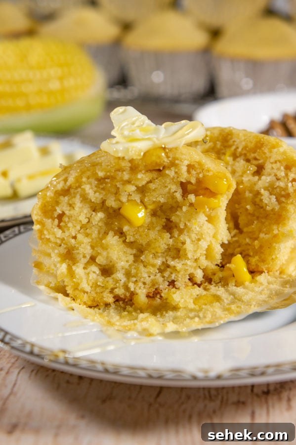 Classic Cornbread Muffins Made with Whole Kernel Corn 7 Cornbread muffins on cooling rack