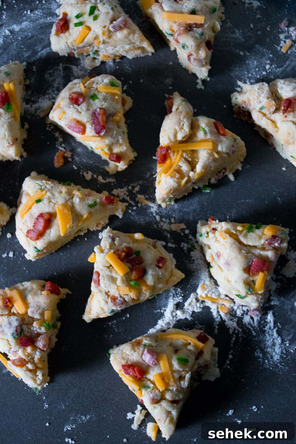 Smoked Cheddar and Pancetta Scones Recipe 11 Slice each dough disk into 6 wedges, for a dozen little flavor bombs.