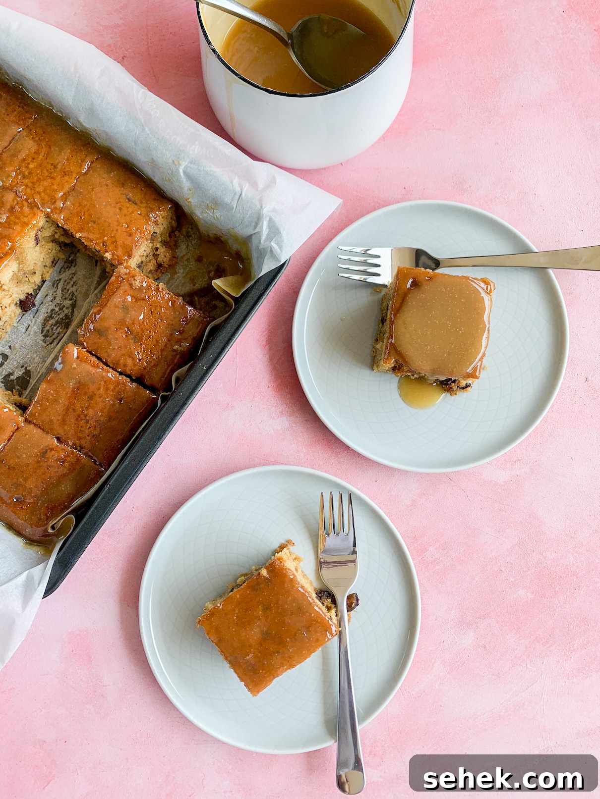 Classic Sticky Date Pudding Recipe with Butterscotch Sauce 7 A soft date cake topped with a delicious toffee sauce