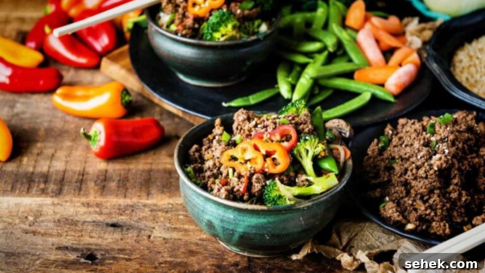 15 Quick Weeknight Dinners to Save You Time and Stress 12 Beef bowls served with rice and vegetables drizzled with savory Korean-style sauce.