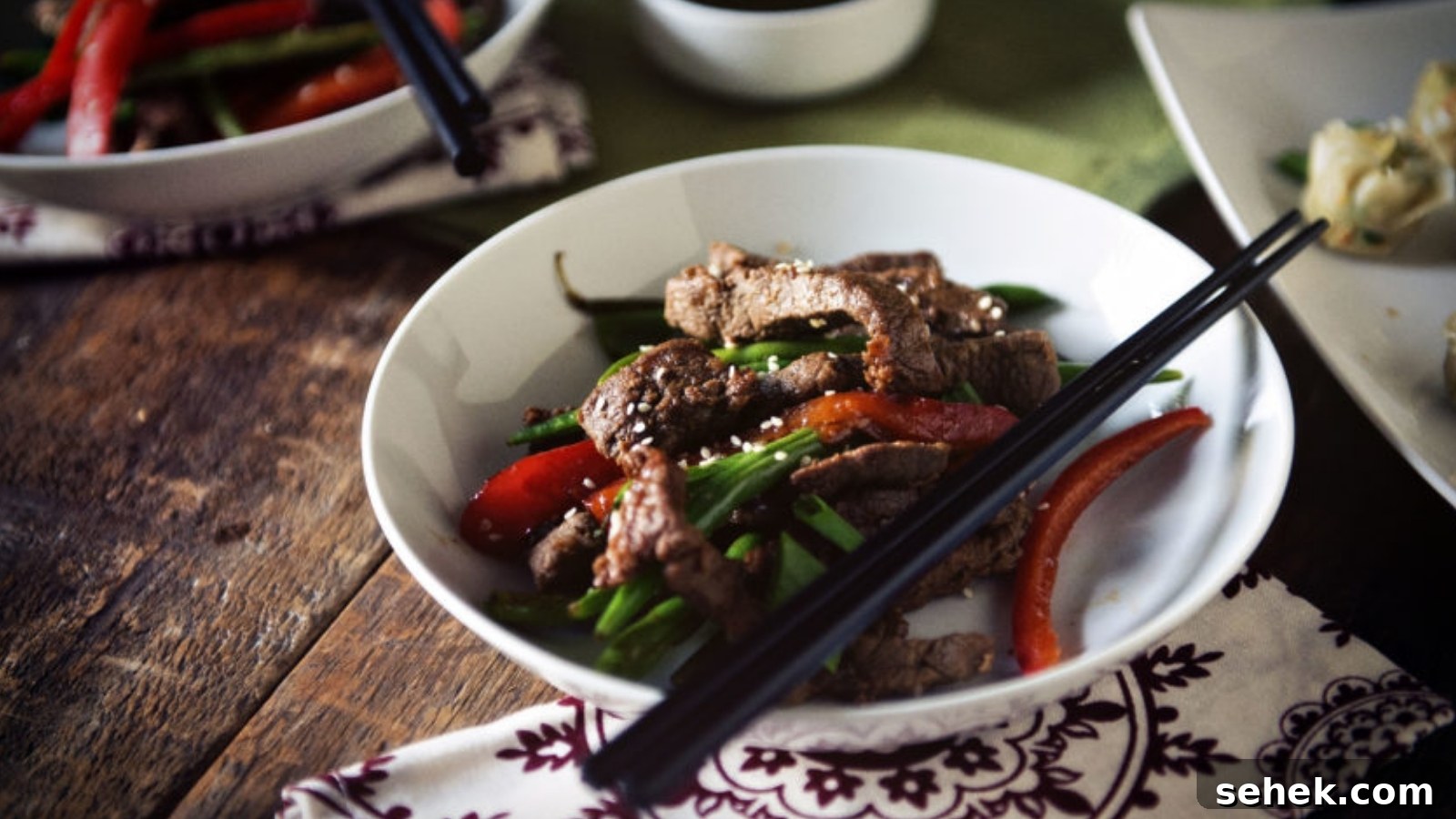 15 Quick Weeknight Dinners to Save You Time and Stress 16 Steak stir fry cooked sesame-style with vegetables in wok.